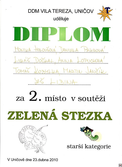 2010 04 22 Diplom zelena stezka