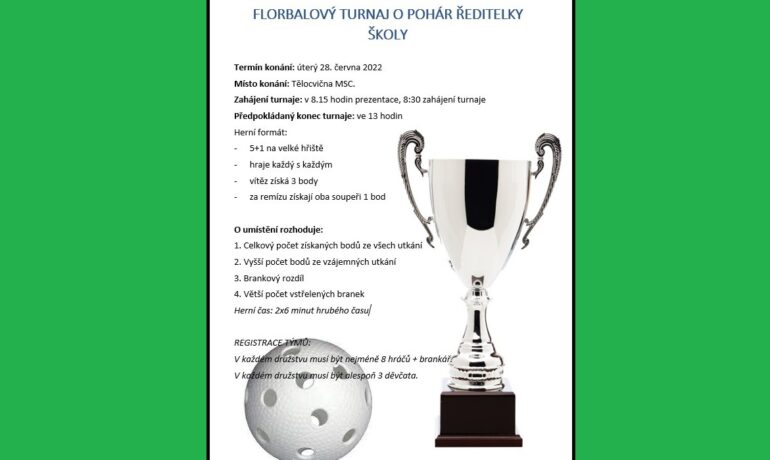 Florbalový turnaj o pohár ředitelky školy